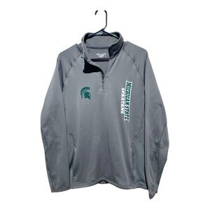 Champion Power Train Michigan State Spartans Gray Quarter-Zip Jacket Sz M